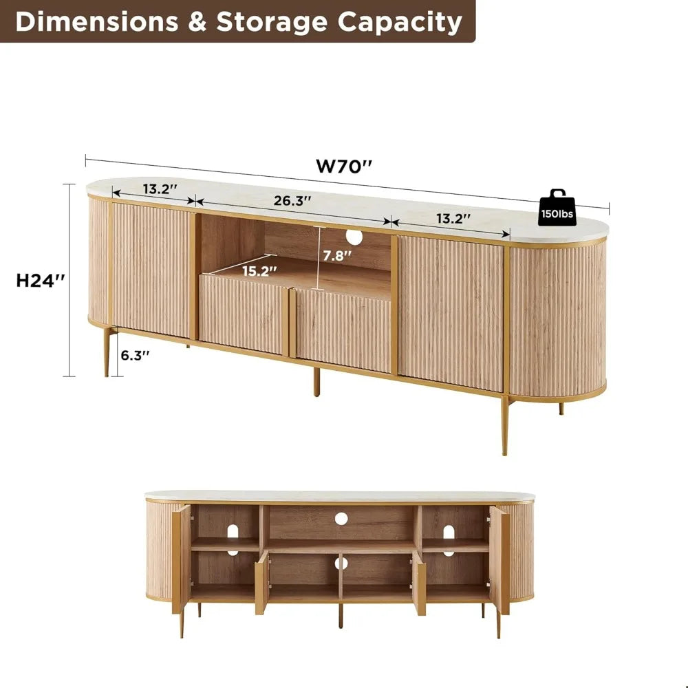 ROBERT Fluted Sideboard TV Stand with Storage 70" W