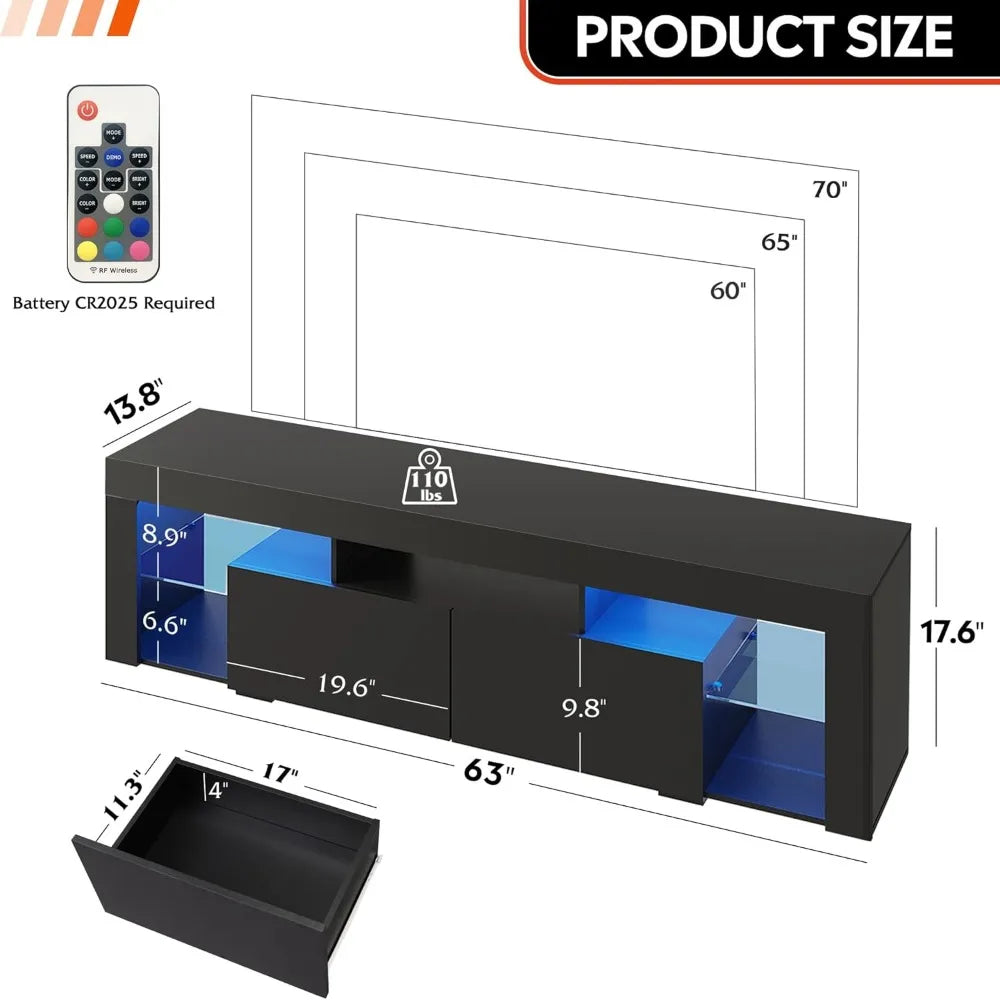 STELLA LED Entertainment Center TV Stand – 70" W