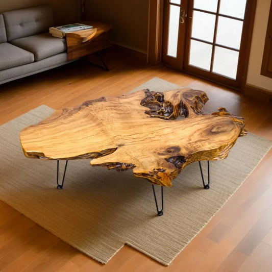 XAVIER Marlo Rustic Live Edge Coffee Table – 25-30"W