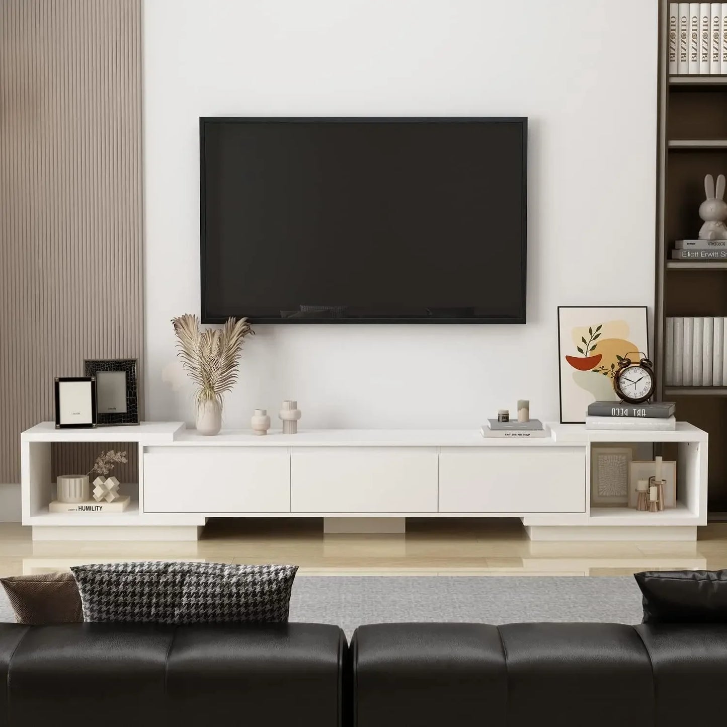 SOPHIE Modern Extendable TV Stand with 3 Drawers - 65.4" W