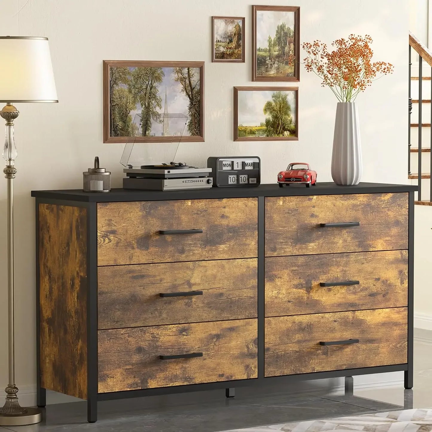 ARIEL Modern Minimalist 6-Drawer Dresser – Wide Storage Chest – 47.2''