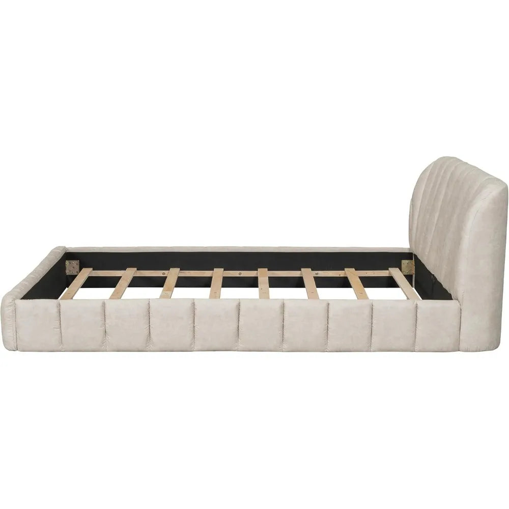 OLIVIA Elegant Modern Upholstered Platform Bed Frame | Queen Size 64.4" Wide Fabric Bed