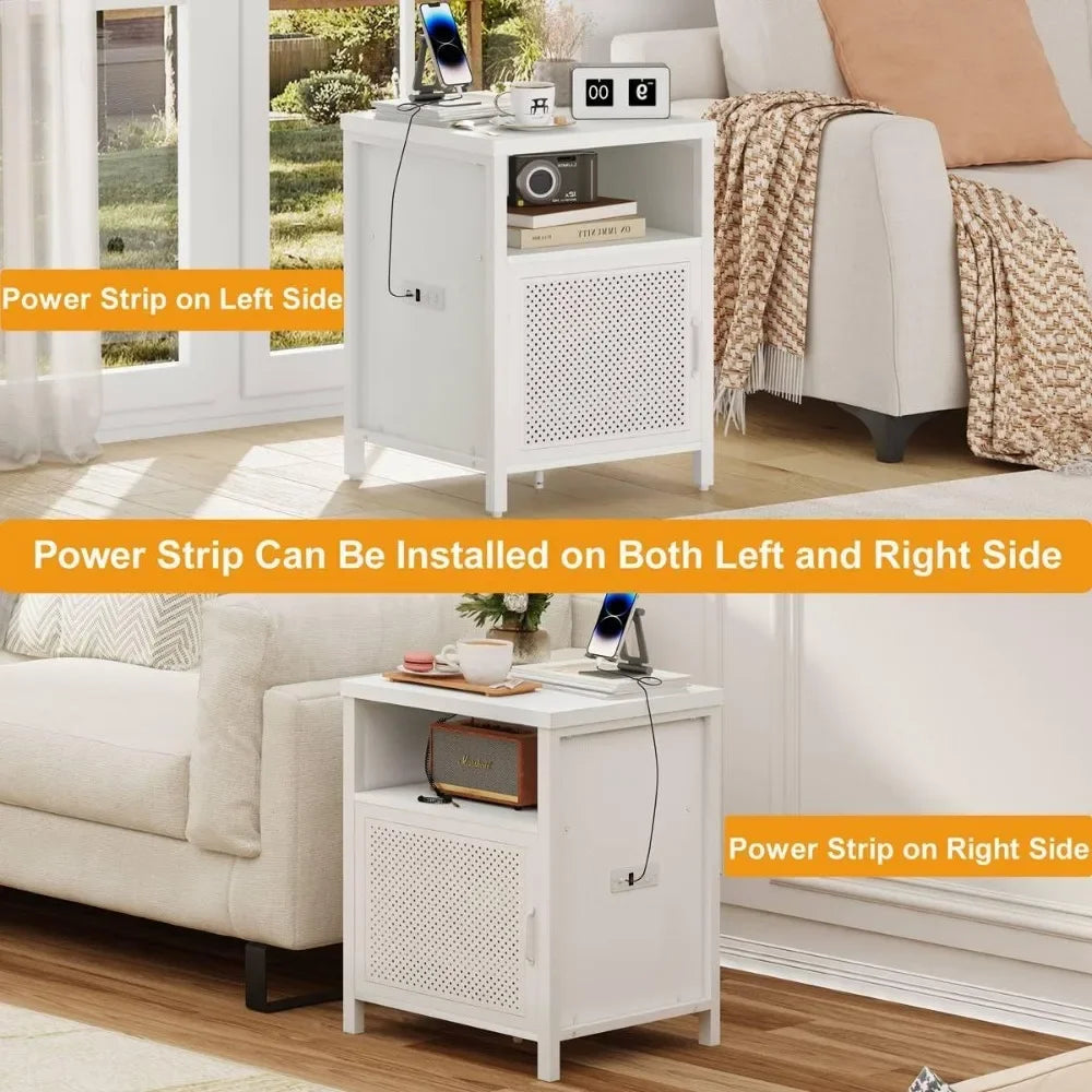 PAIGE Modern Nightstand with Charging Station - 18'' Wide
