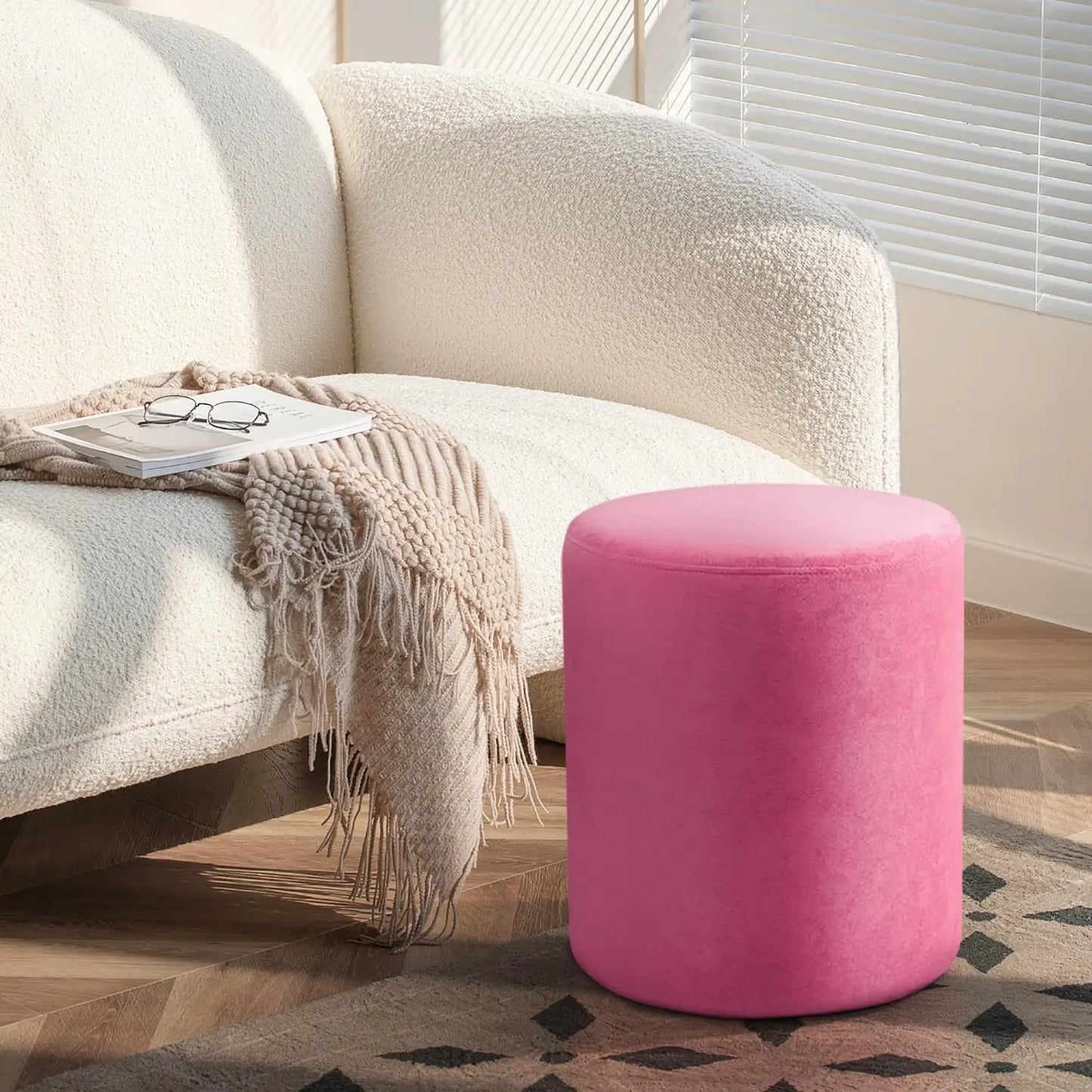 VIOLET Modern Round Ottoman with Soft Padded Seat-14.57" W