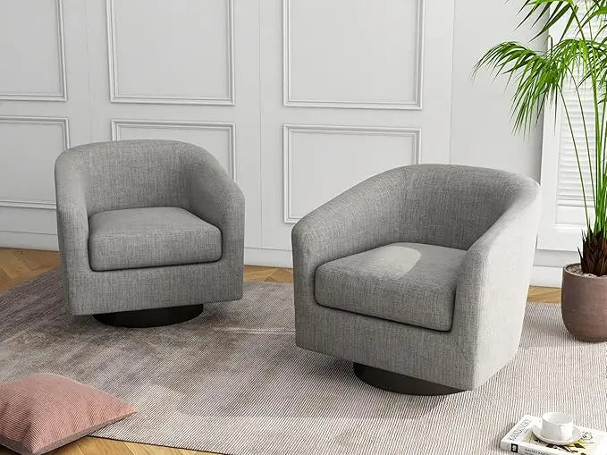 VINCENT Swivel Barrel Accent Chairs Set of 2 – Modern Armchair - 28.79" W