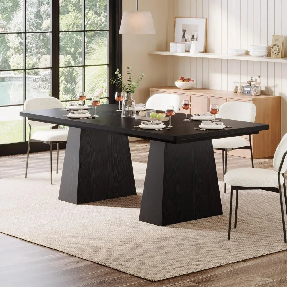 JESSICA Modern Black Rectangular Dining Table - 63" W