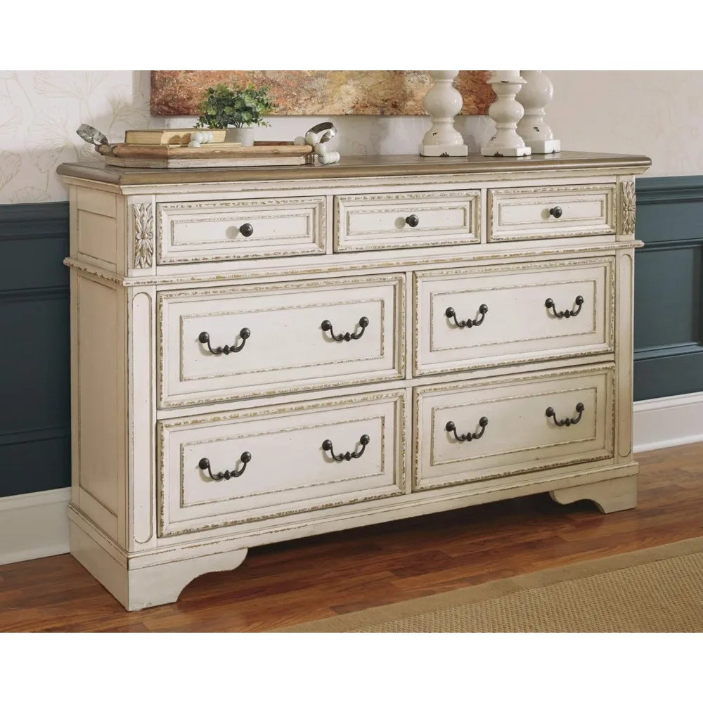 ANA Realyn French Country 7-Drawer Two-Tone Dresser - 64"