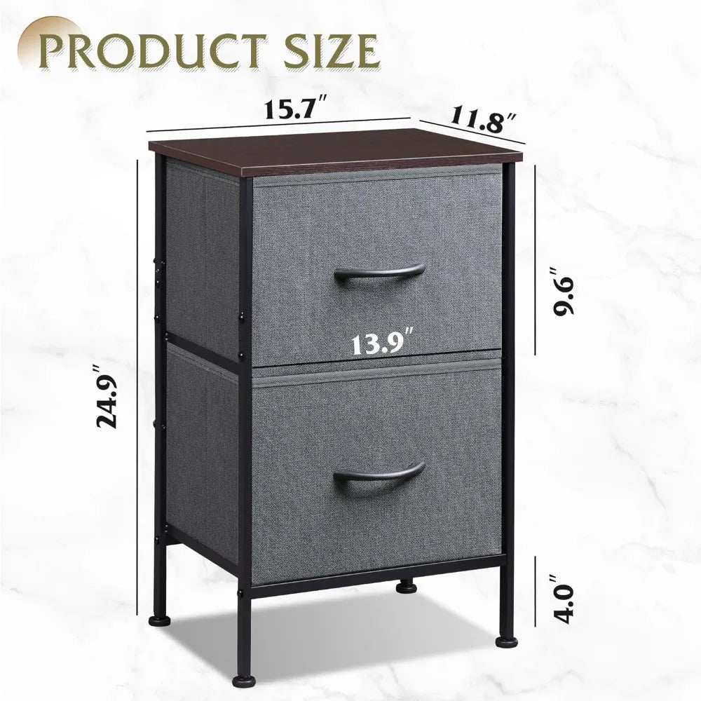 AURELIA Modern Minimalist 2-Drawer Fabric Nightstand - 15.7'' Wide