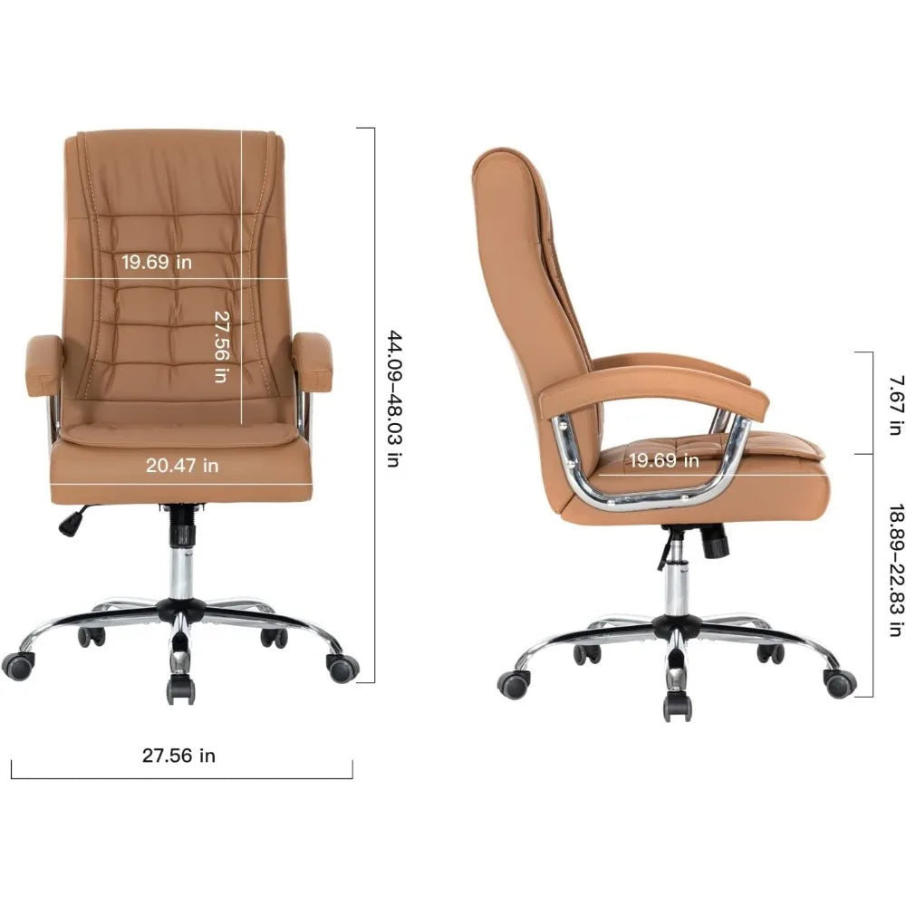 EMIRATES Executive Office Chair - Adjustable High Back Leather Chair - 27.56" W