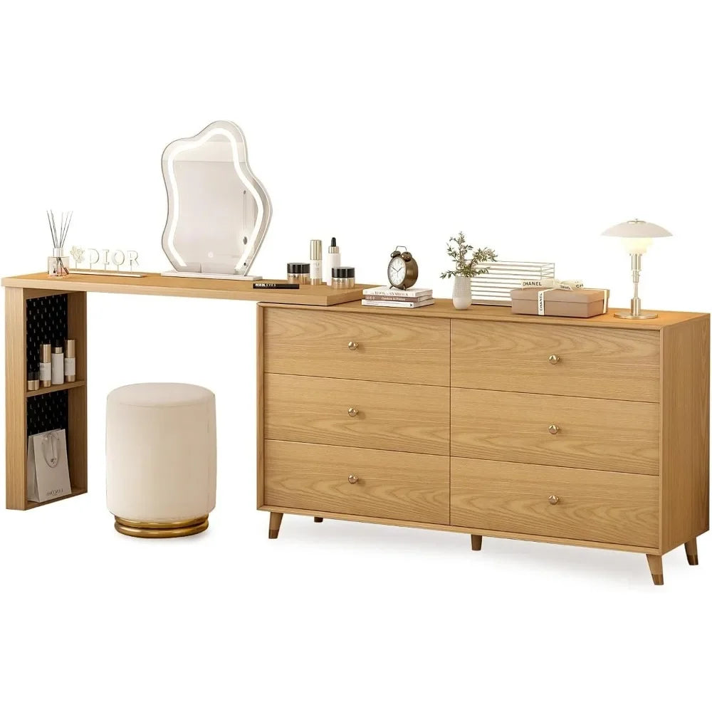 RYLEIGH Modern Vanity Desk with Adjustable Mirror & Lights - 80''