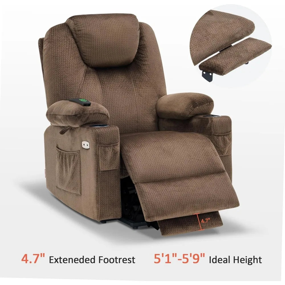 CARSON Large Power Lift Recliner Chair with Massage & Heat - Mocha - 35.4" W