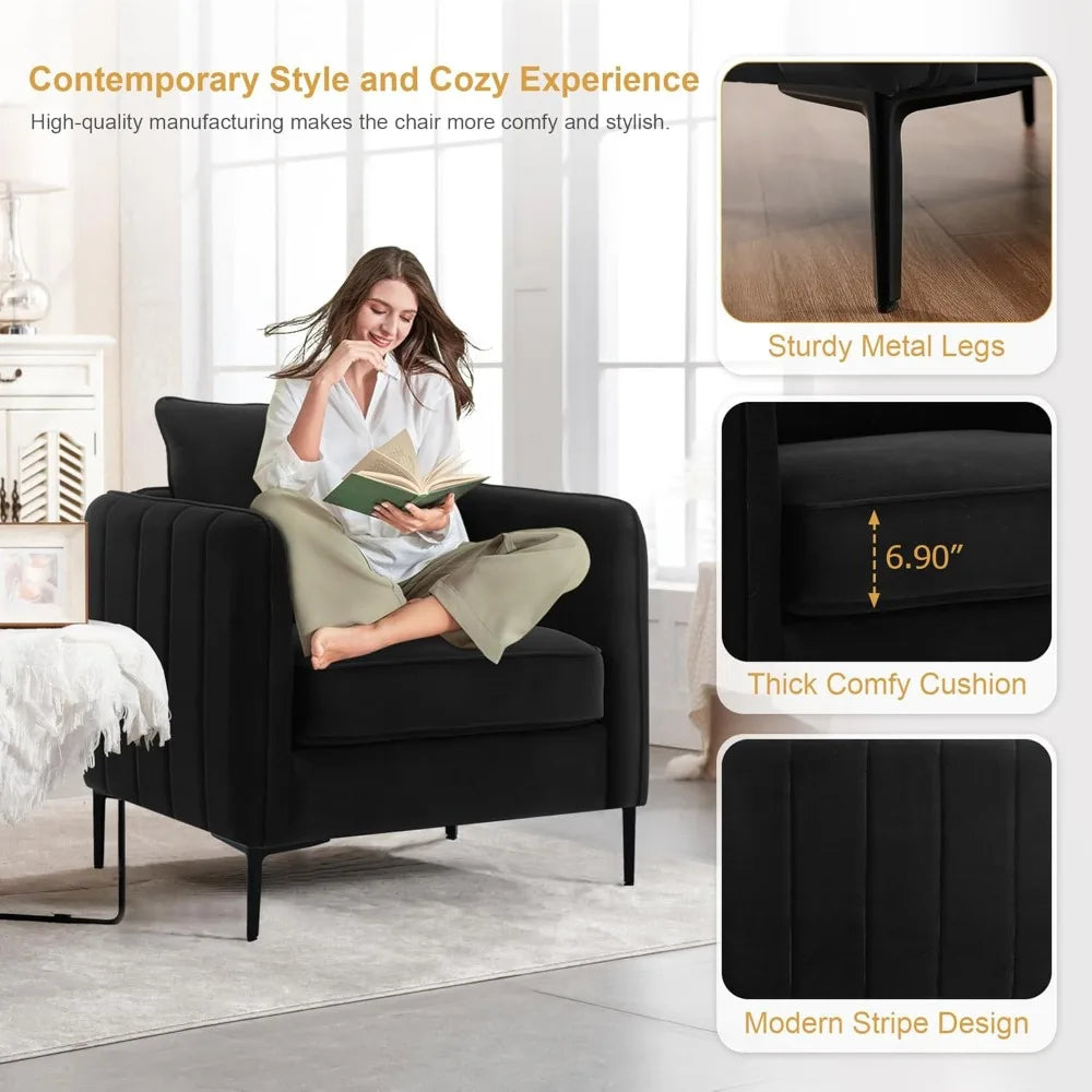 MARIA Modern Velvet Accent Chair - Upholstered Armchair - 32.68" W