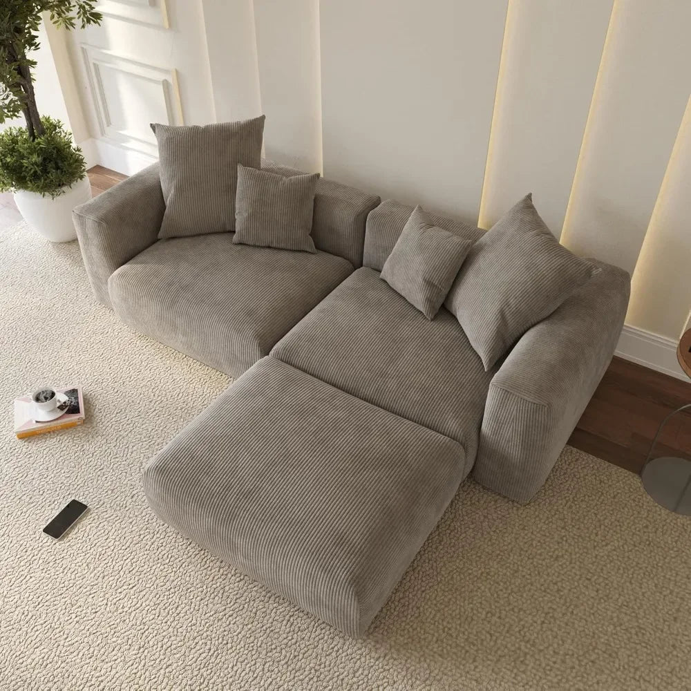 MELISSA CloudLuxe Modern Oversized Modular Sectional Sofa | L-Shaped 118.1″ W Couch with 4 Pillows
