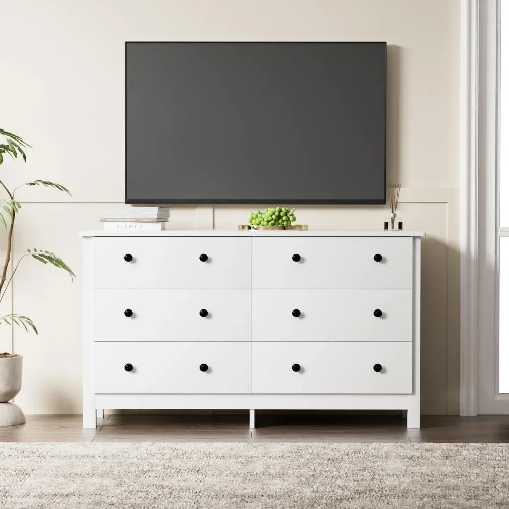 LIA Modern Minimalist 6-Drawer Wooden Dresser for Bedroom - 47.2'' Wide