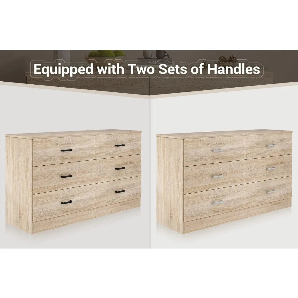 LUCILLE Modern Wood Dresser for Bedroom - 47.24'' Wide, 6 Drawers Storage Cabinet