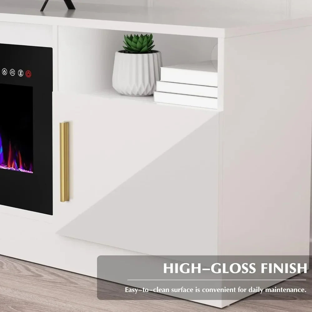 MAYA Fireplace TV Stand with 36" Electric Fireplace – 70" W