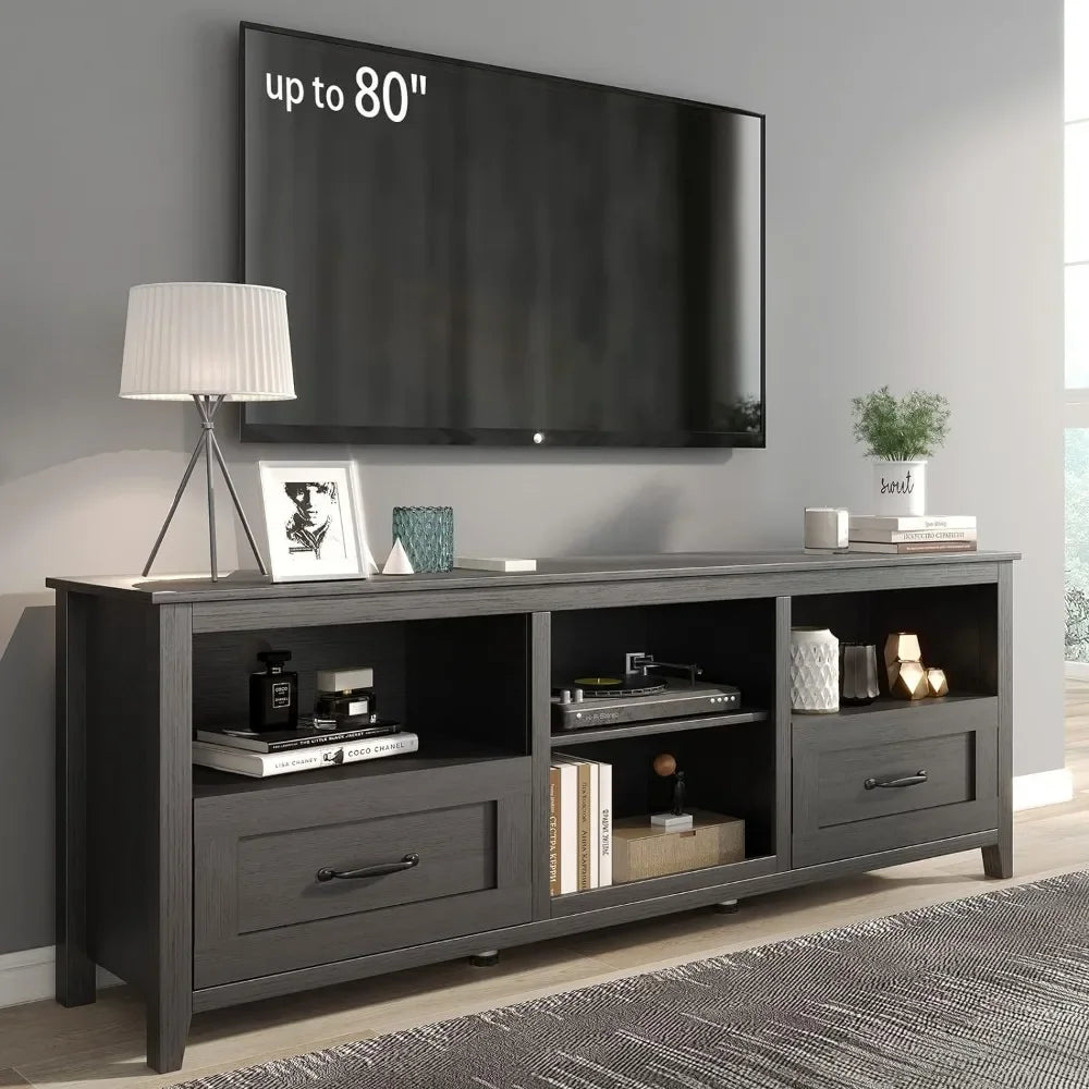 THOMAS Farmhouse TV Stand Modern Entertainment Center with – 70" W