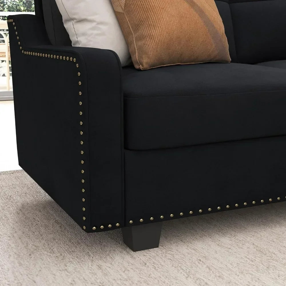 KATE Velvexa Modern Velvet Reversible Sectional Sofa | Convertible L-Shaped Couch – 82.7″ W
