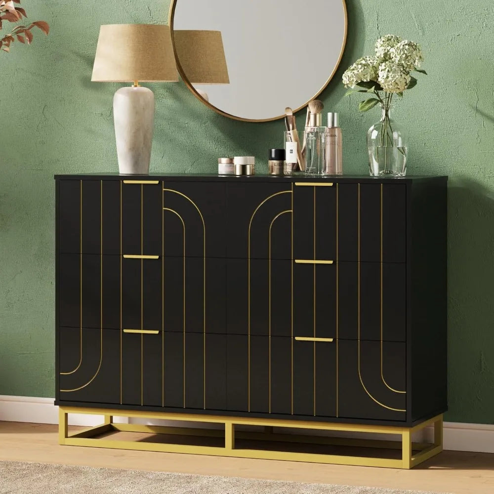 CATALEYA Modern Geometric 6-Drawer Dresser – Elegant Storage Chest – 47.2'' Wide