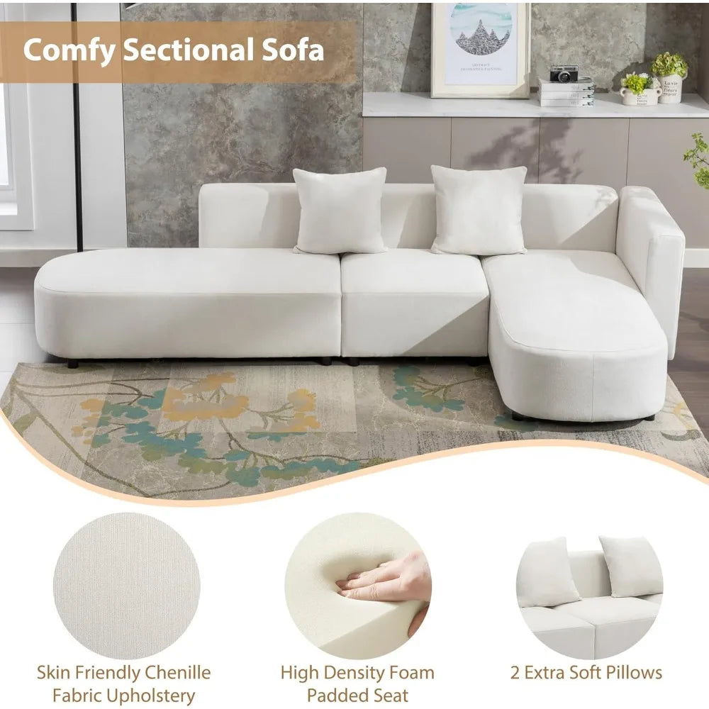 TANNER Moduluxe Minimalist Upholstered L-Shaped Sectional Sofa | 110.2″ W Modern Modular Couch – 4 Seater