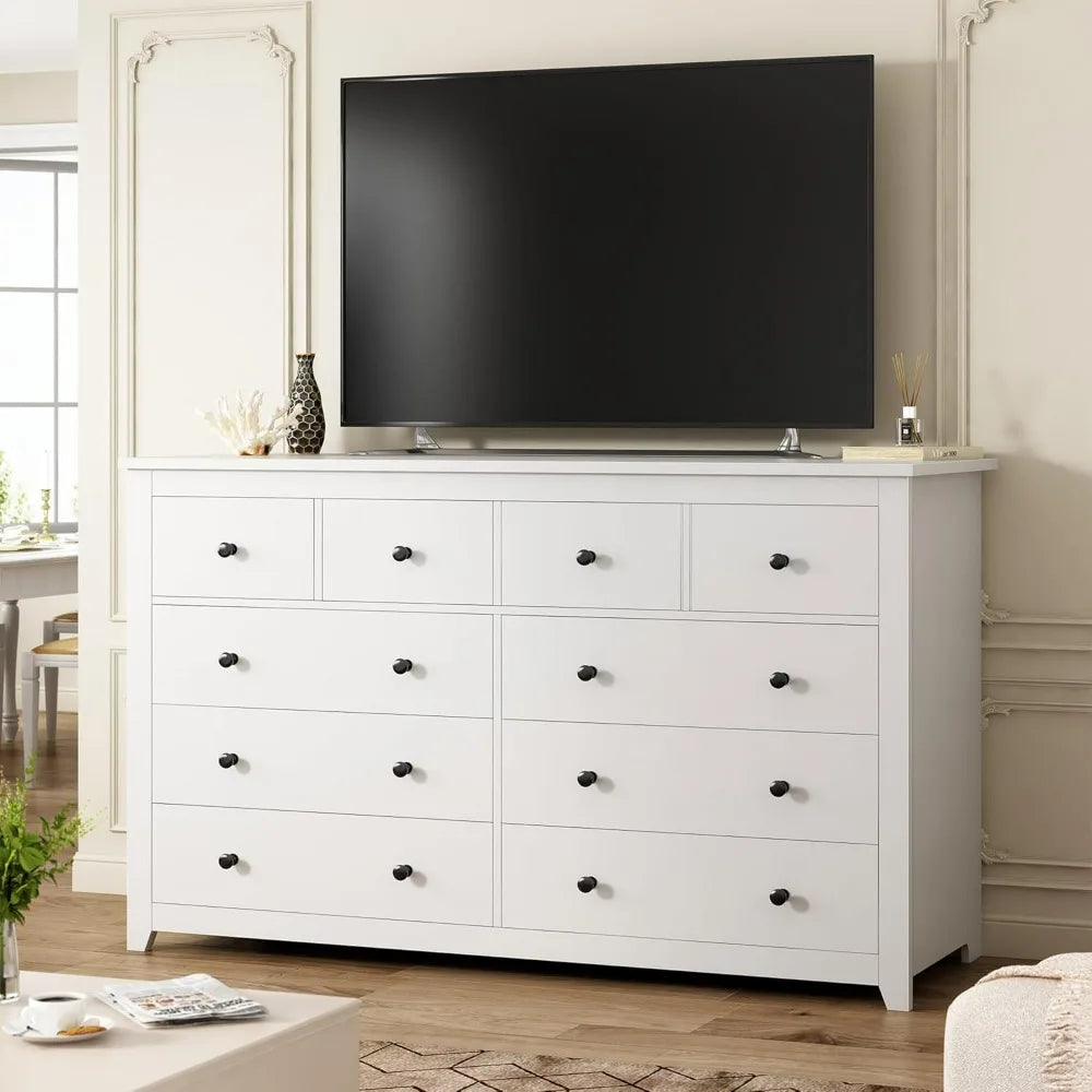 KAILANI Modern Minimalist 10-Drawer Dresser - Wide Storage Chest for Bedroom & Living Room - 52.2''