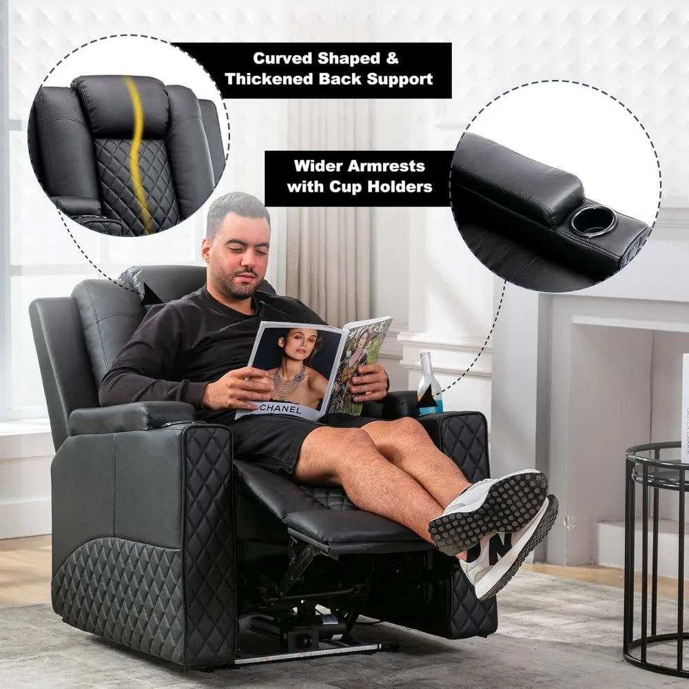 KAYDEN Power Recliner Chair - Electric Massage Recliner Sofa for Living Room - 32.5" W