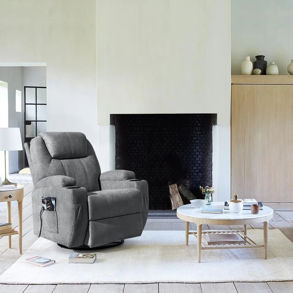 AUBREE Rocking Chair with Massage & Swivel - Ergonomic Lounge Sofa - 32" W