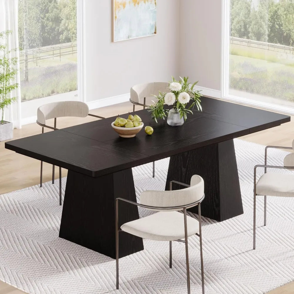 JESSICA Modern Black Rectangular Dining Table - 63" W