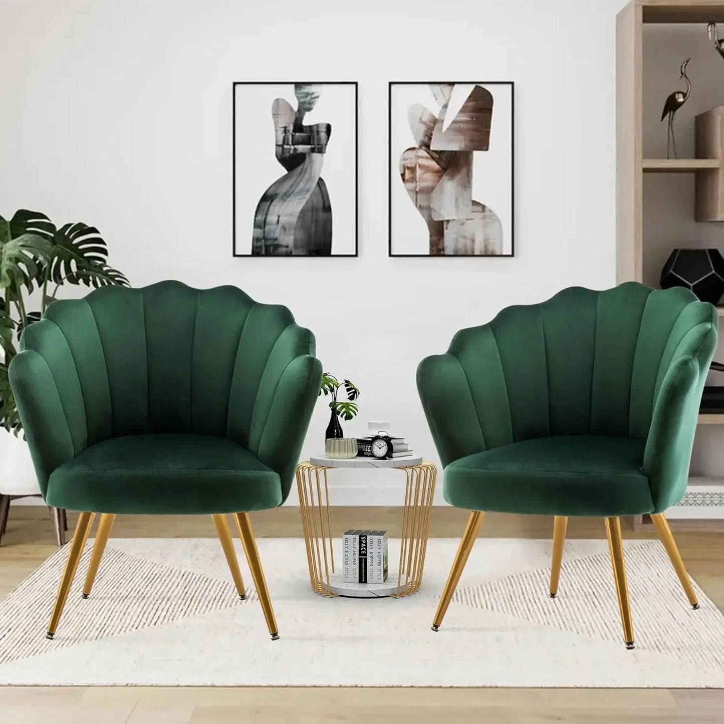 COLE Floria Mid-Century Velvet Petal Chair-21.06"W