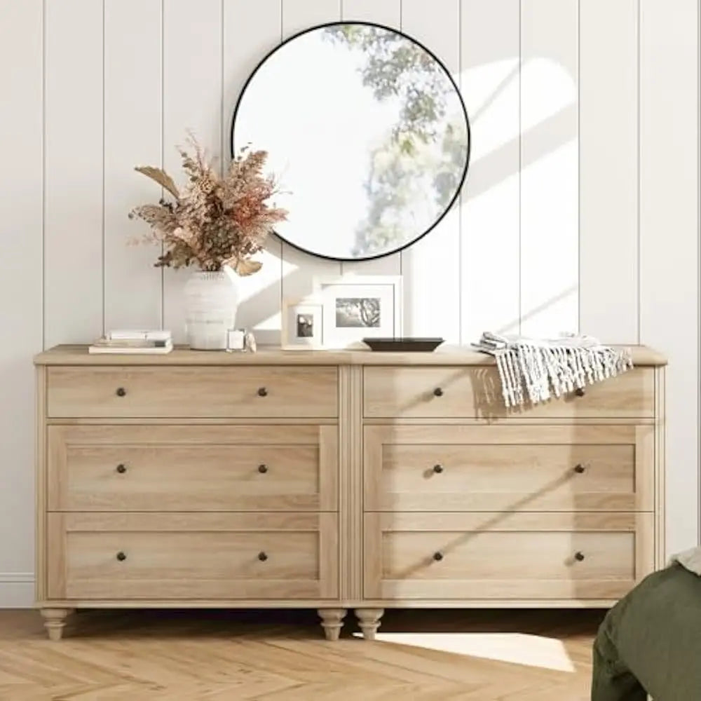ELAINA Modern Wooden Dresser – 67.8" Wide 6-Drawer Chest for Bedroom & Closet Storage