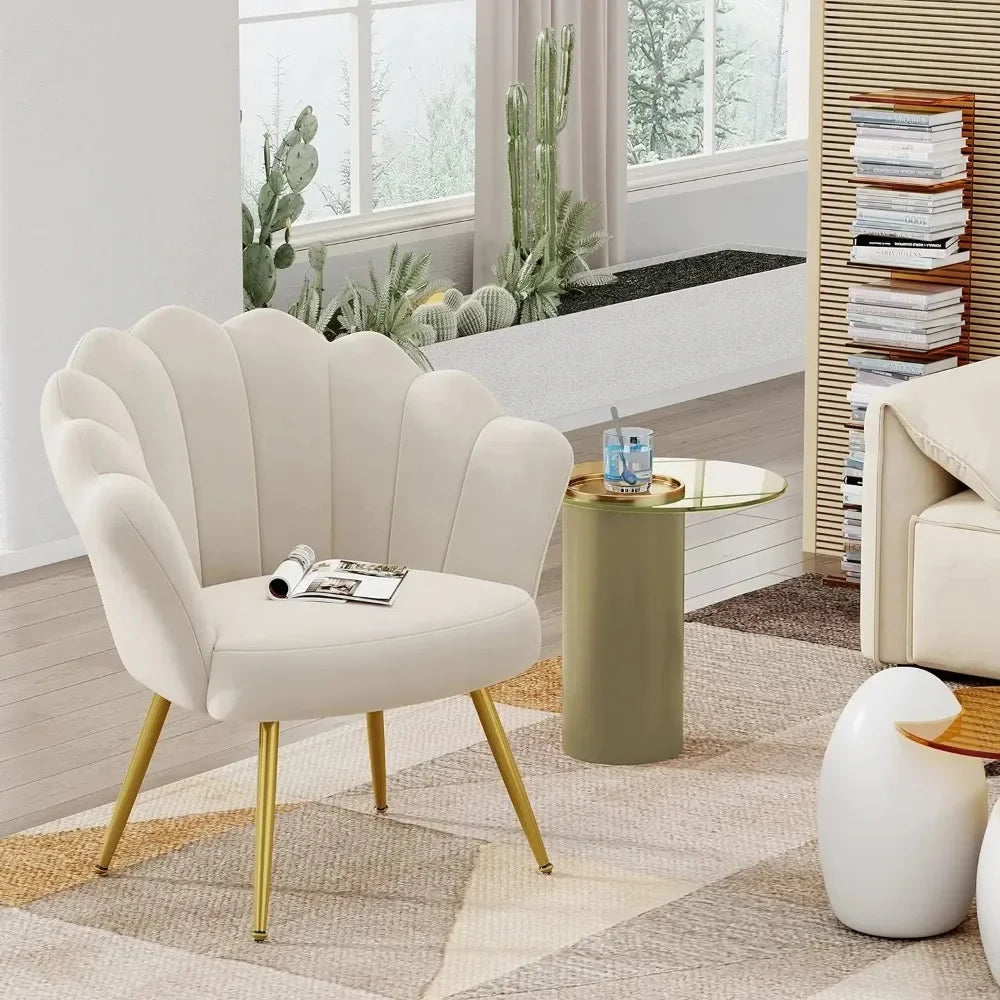 COLE Floria Mid-Century Velvet Petal Chair-21.06"W
