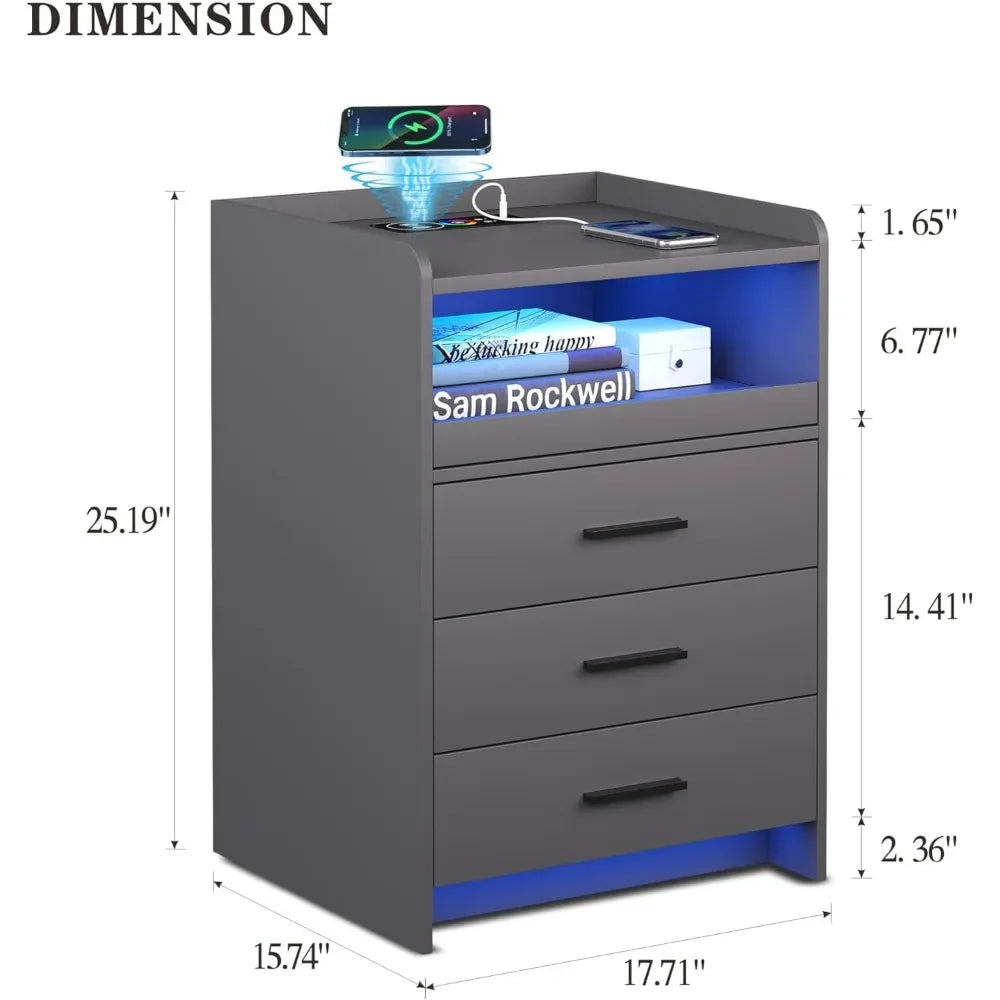 TRINITY Smart Nightstand with RGB Lights & Wireless Charging