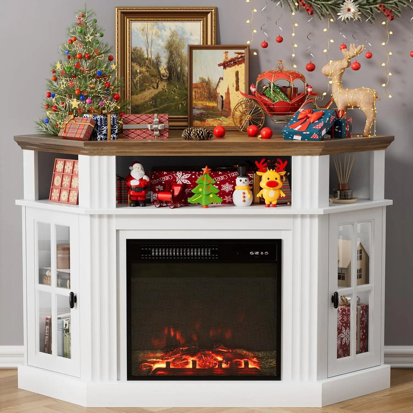 JAXON Modern Corner TV Console with Entertainment Center-47.2" W