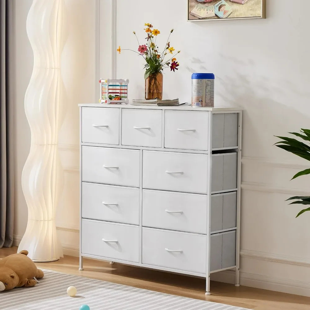 STEVIE Modern Fabric 9-Drawer Dresser - Storage Tower Organizer for Bedroom & Closet - 39" Wide