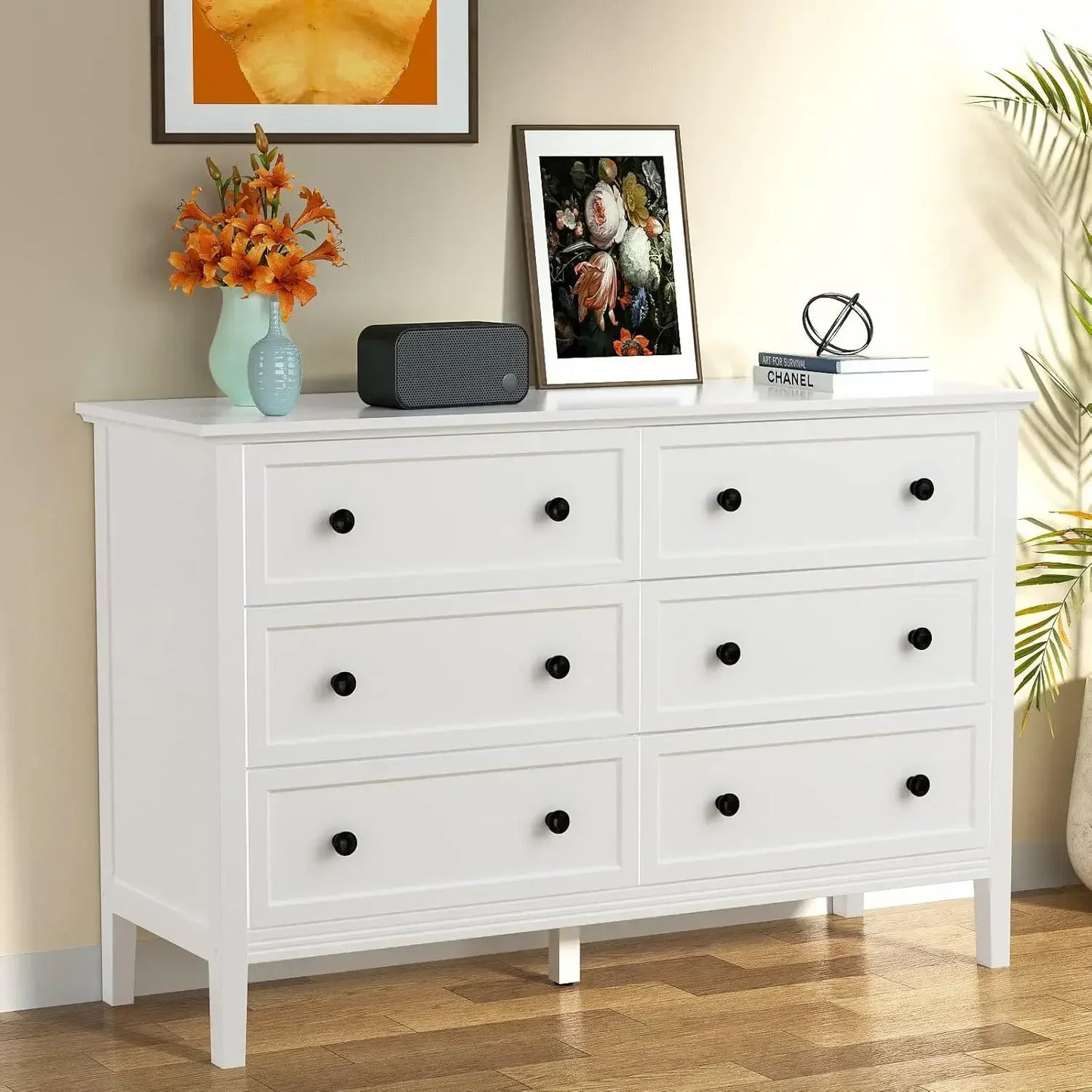 POPPY Modern Elegant 6-Drawer Dresser with Metal Handles - 47'' Wide