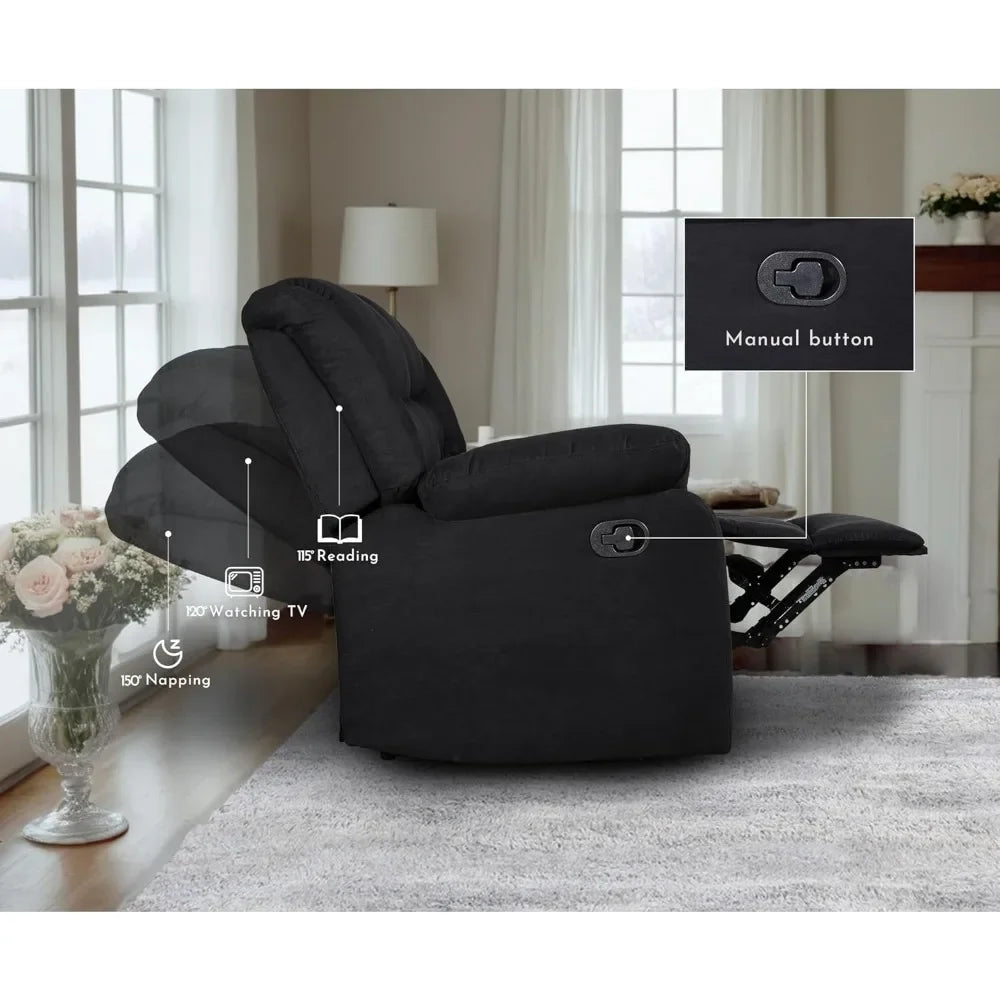 ALEXANDRA Recliner Sofa Set, Microfiber Manual Reclining Couch Set – 81" W