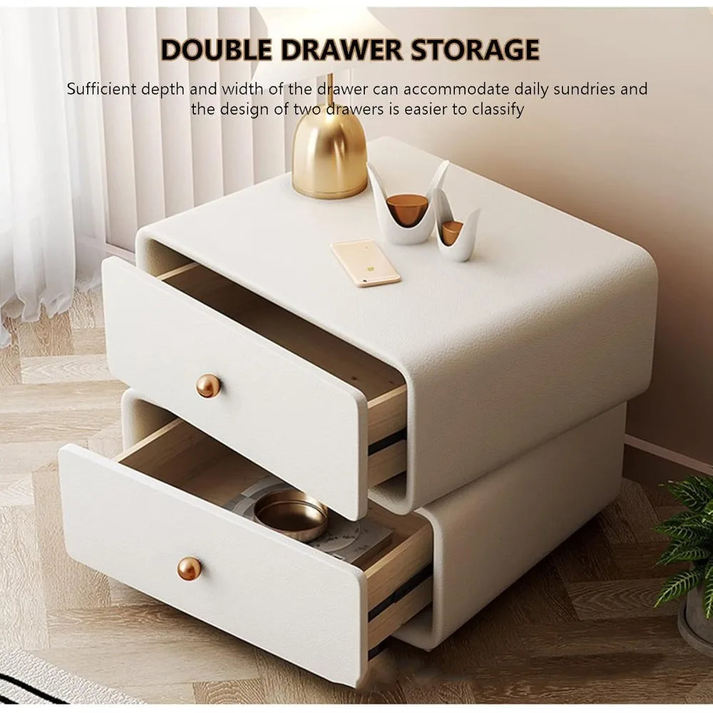 LOGAN Modern Cream Rotatable Wooden Nightstand - 19.69''