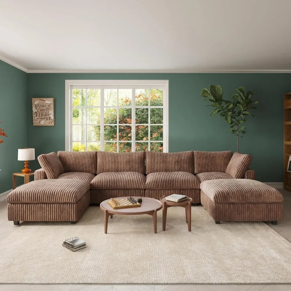 ASHER Modern Convertible U-Shaped Sectional Sofa – 157.48'' W