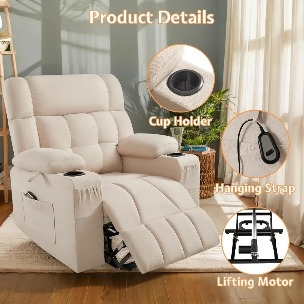 JAXSON Large Power Lift Recliner Chair for Adults, Electric Recliner Sofa with Cupholder, Modern Style - 37.4'' W