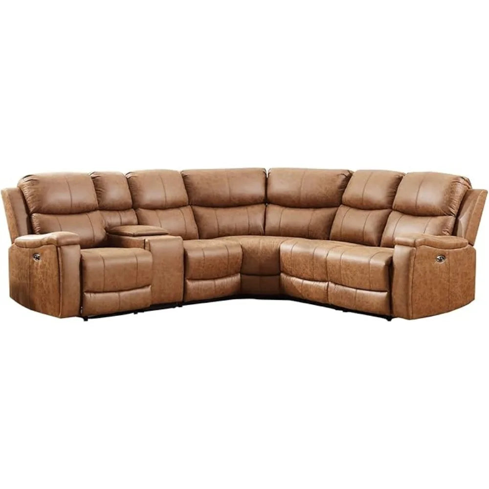 BENTILY Recliner Sectional Sofa with Console & Dual Recliner– 128" W