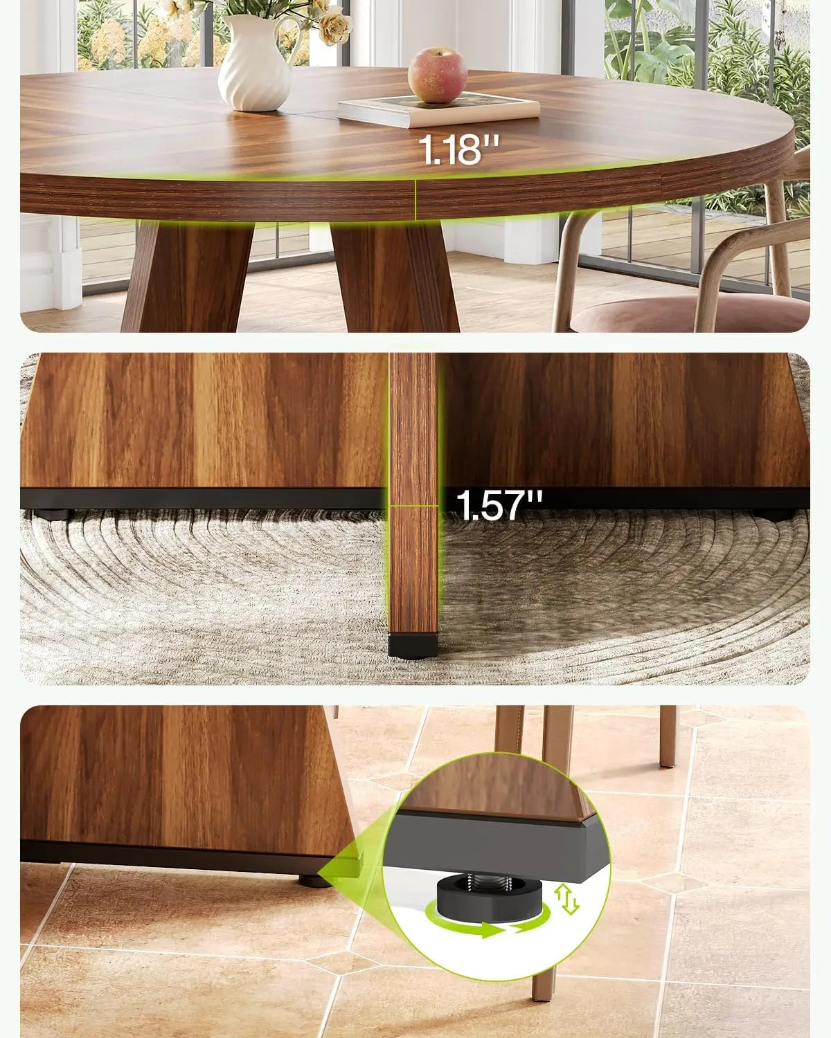 ISABELLA Modern Farmhouse Round Dining Table – 47.24"W