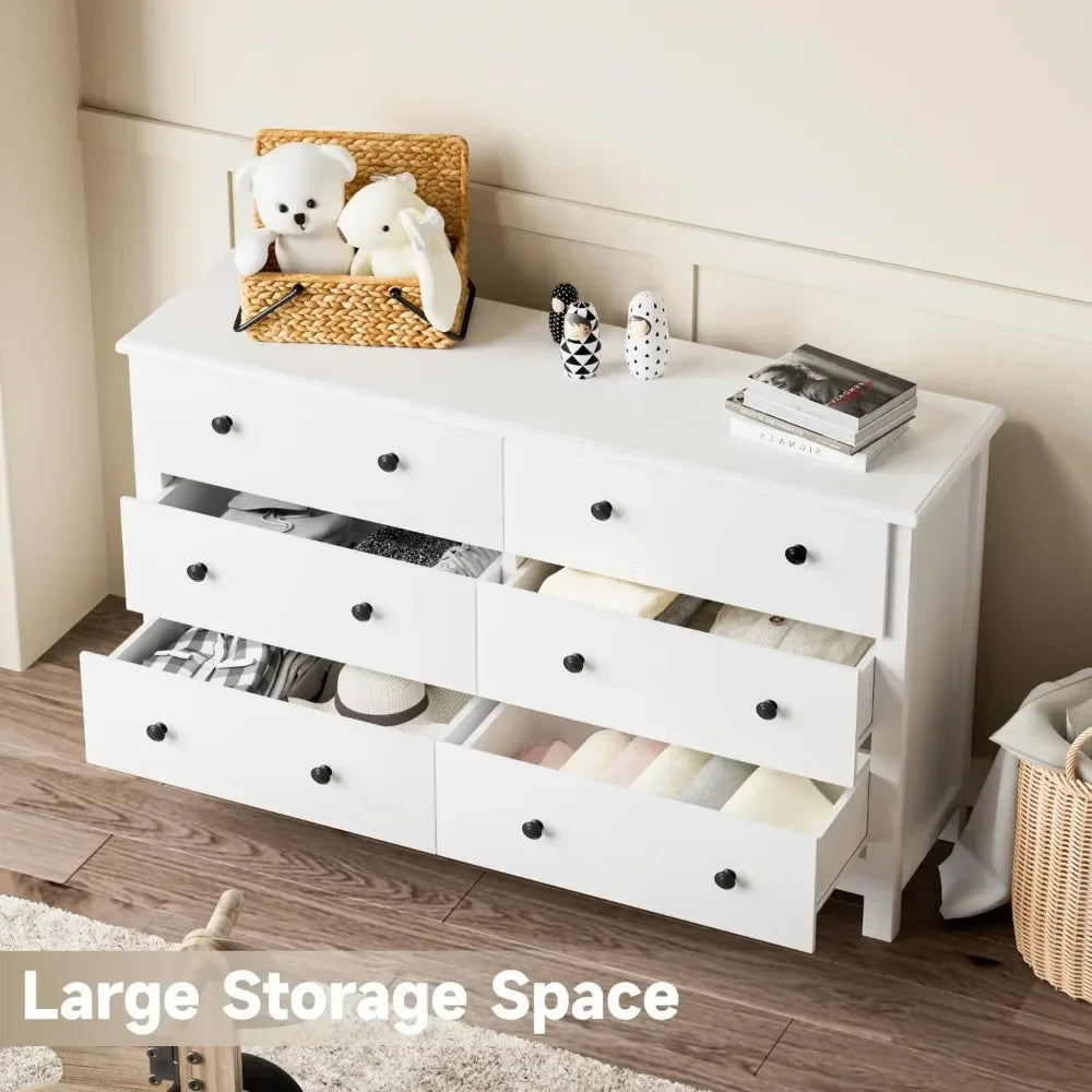 LIA Modern Minimalist 6-Drawer Wooden Dresser for Bedroom - 47.2'' Wide