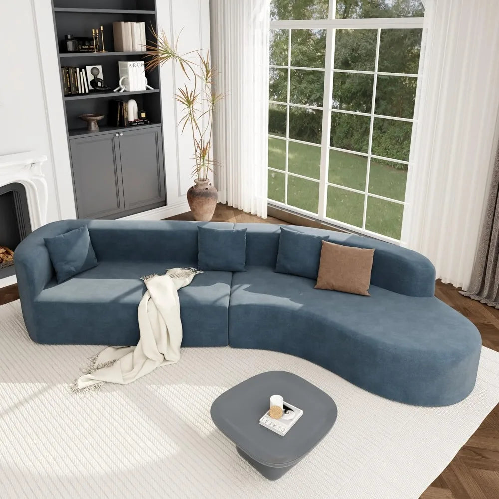 ADALYNN Modern Minimalist Curved Half Moon Sectional Sofa – Upholstered Fabric Couch | 125.8"W