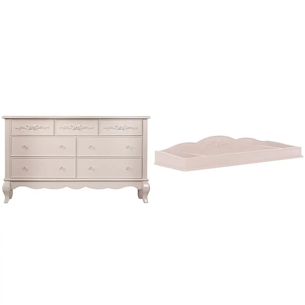 KHLOE Vintage Queen Anne 7 Drawer Double Dresser - 54'' Wide Bedroom Storage Cabinet