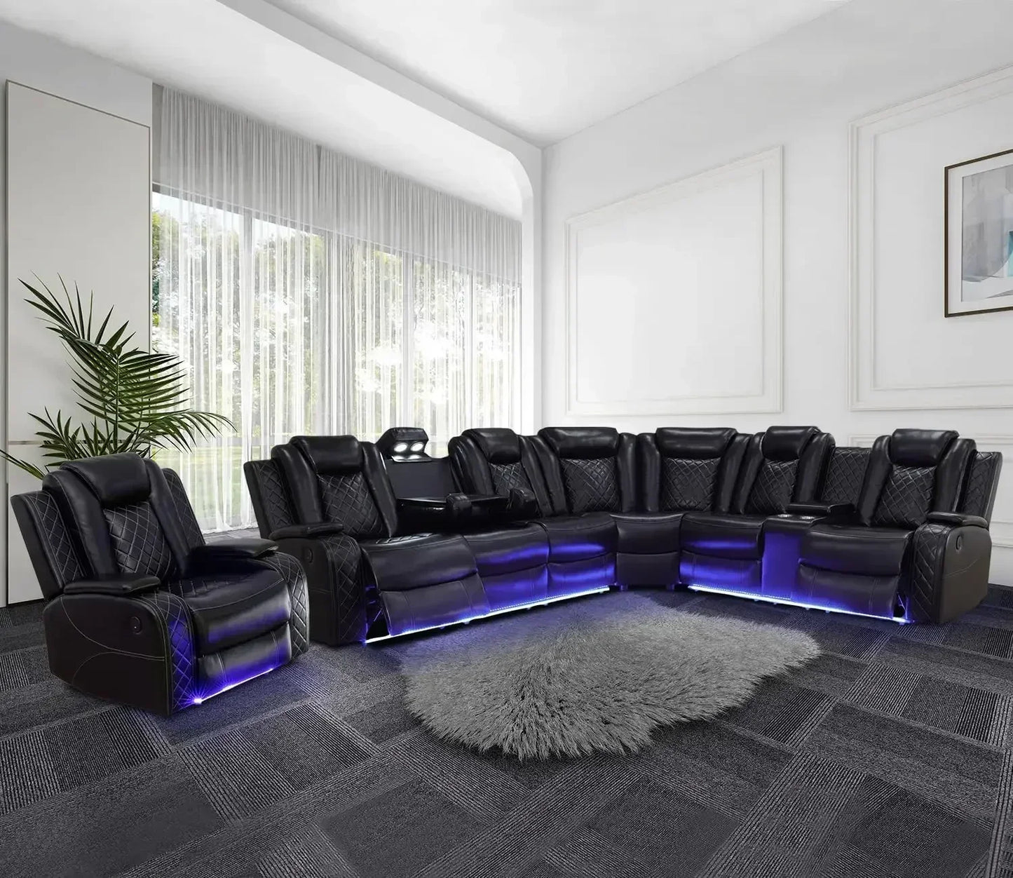 SKYLAR Power Recliner Sofa Sectional with LED Light – 76.5" W