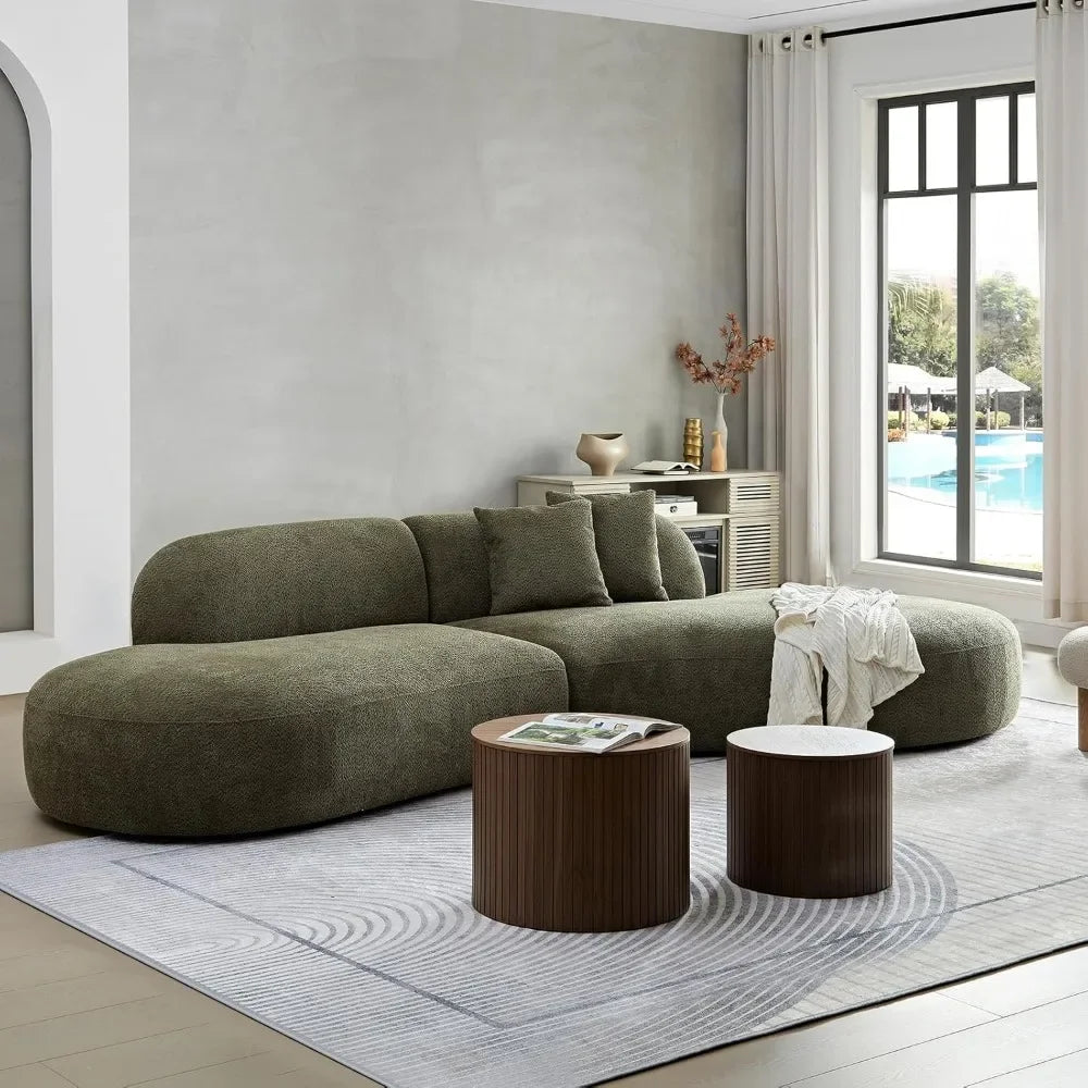 JOCELYN Curved Modular Sectional Sofa - Modern Boucle Fabric, 6-Seater - 135.4"W