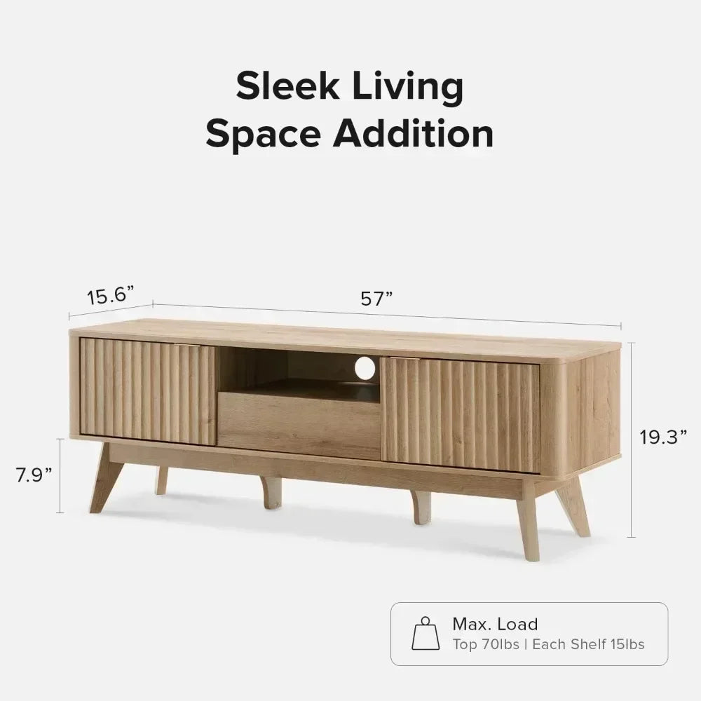 SERENITY Brooklyn Mid-Century Modern TV Stand – 57"W