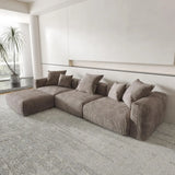 JESUS Modern Corduroy L-Shaped Modular Sectional Sofa – Oversized Couch with Ottoman, 141.73"W