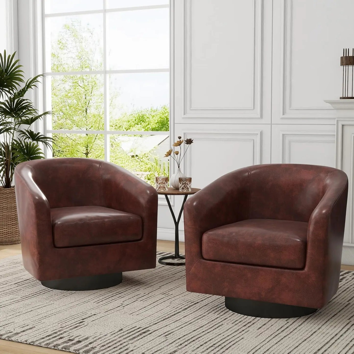 VINCENT Swivel Barrel Accent Chairs Set of 2 – Modern Armchair - 28.79" W