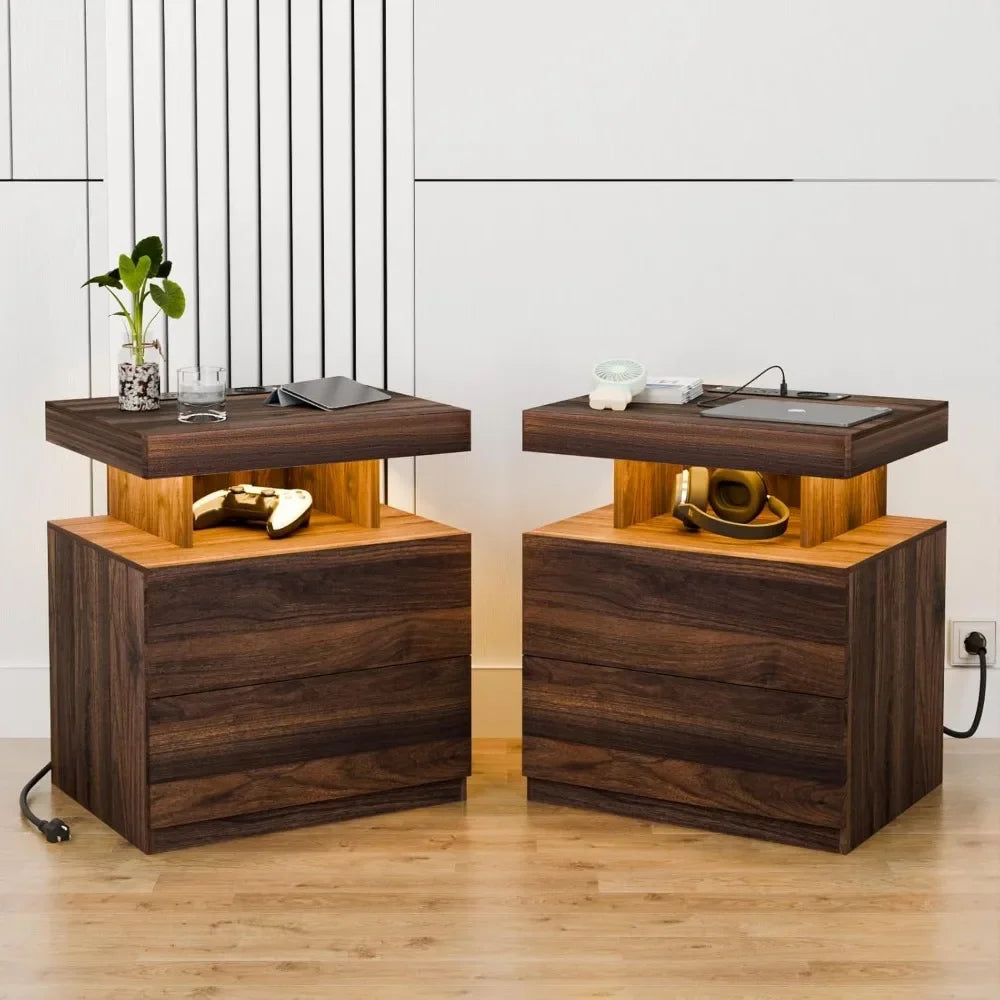 KENDALL Modern Bedside Table with Wireless Charging & USB Ports